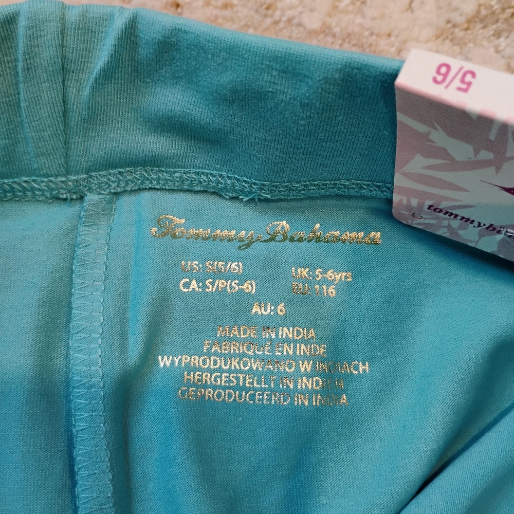 NWT 5 / 6 Tommy Bahama Kids Girl's Mix And Match Aqua Blue Leggings NEW - Picture 5 of 5